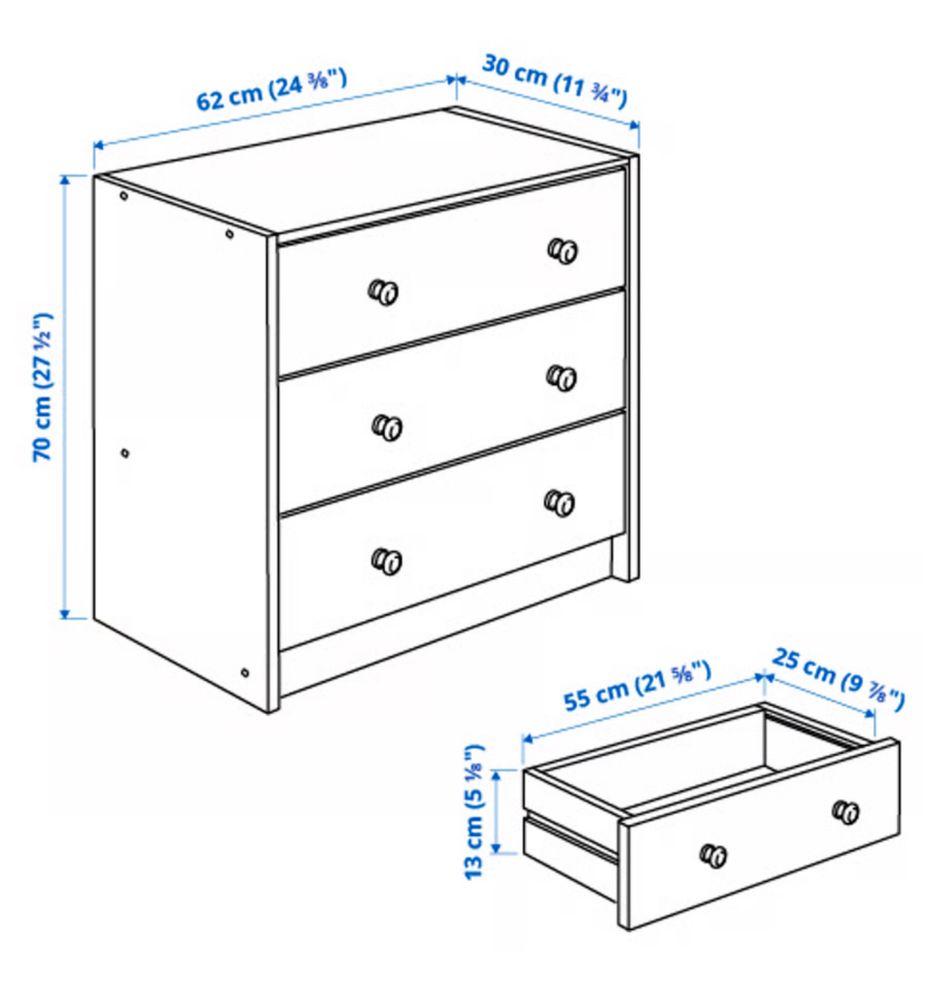 Comoda RAST IKEA com 3 gavetas pinho