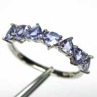 Голубовато-фиолетовое кольцо с танзанитом, серебро 925 пробы Р,18