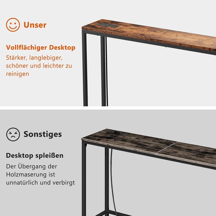 Wąska konsola z gniazdem i portem USB, zestaw 2 sztuki