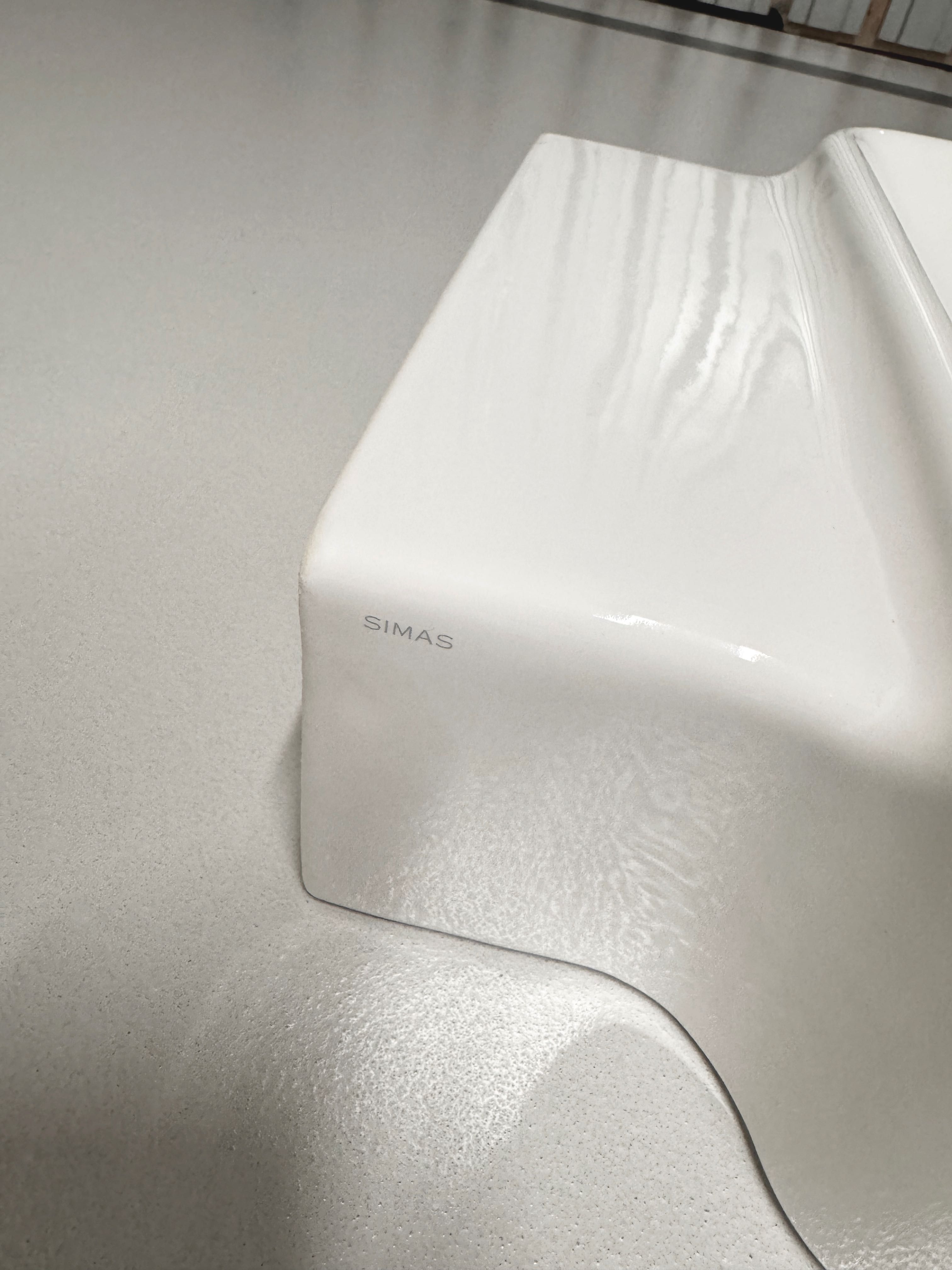 Umywalka ścienna nablatowa Simas Flow włoska 40 x 50 biała ceramiczna