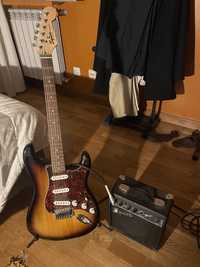 Guitarra Strato Fender +amplificador + capa