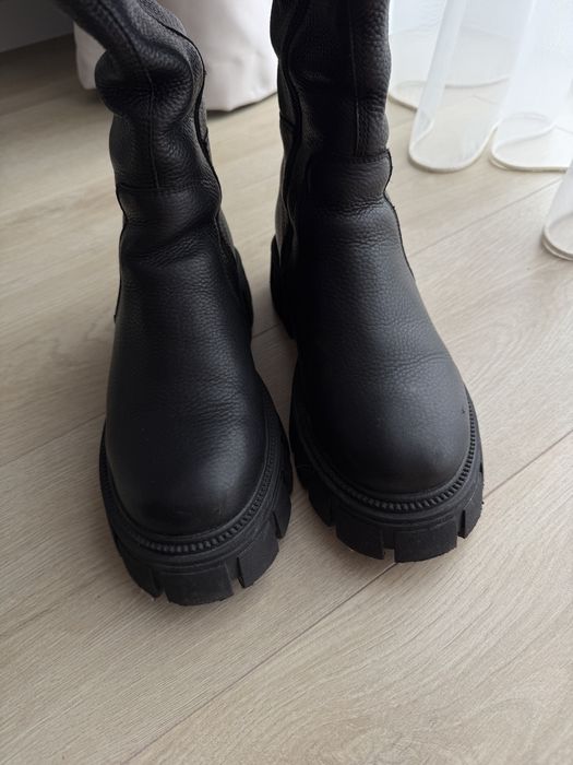 Зимові високі чоботи взуття жіноче сапоги натуральна шкіра і хутро