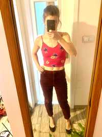 New Look crop top braletka cami XS S kwiaty róż retro nowa