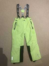 Spodnie narciarskie chłopięce, rozmiar 104cm, zielono-żółte