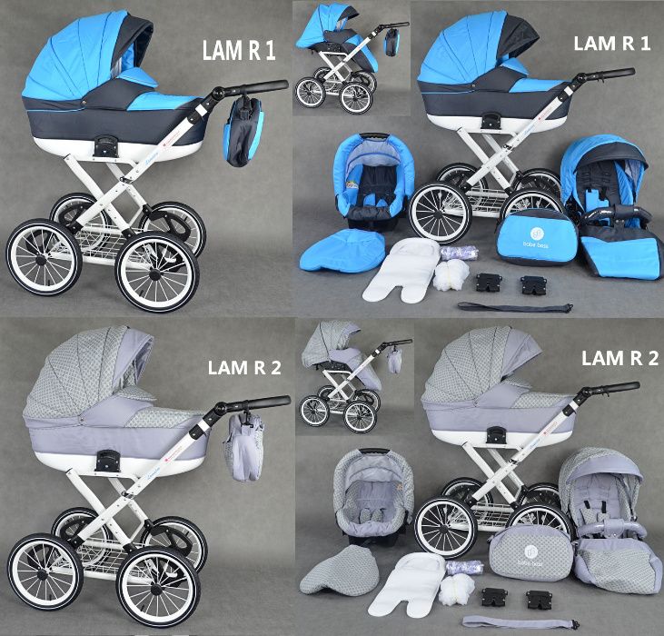NOWY Wózek Dziecięcy Lameiro Klasyczny Retro 3w1 Wielofunkcyjny