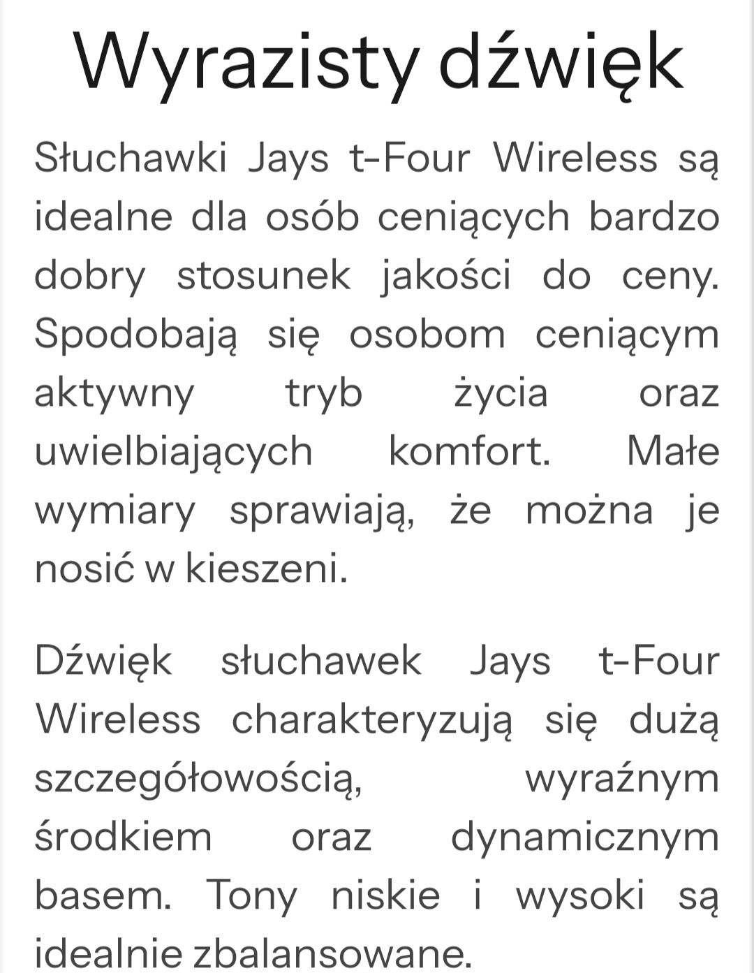 Słuchawki bezprzewodowe Jays t-Four
