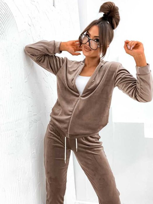 Dres welurowy rozpinany cappuccino Luxe MOON r. S/M