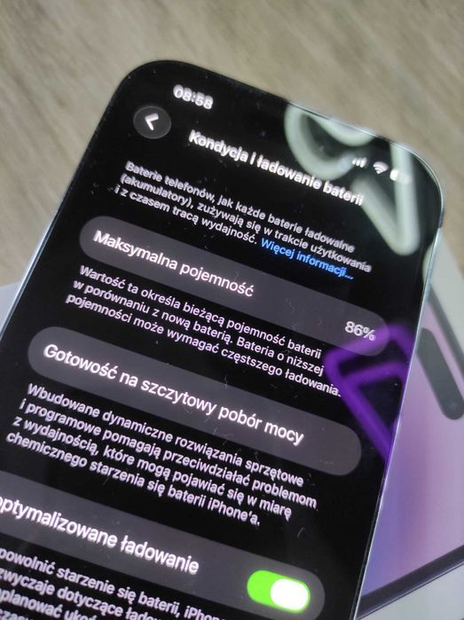 Apple iPhone 14 Pro • 128GB  • Fioletowy • Idealny • Zestaw