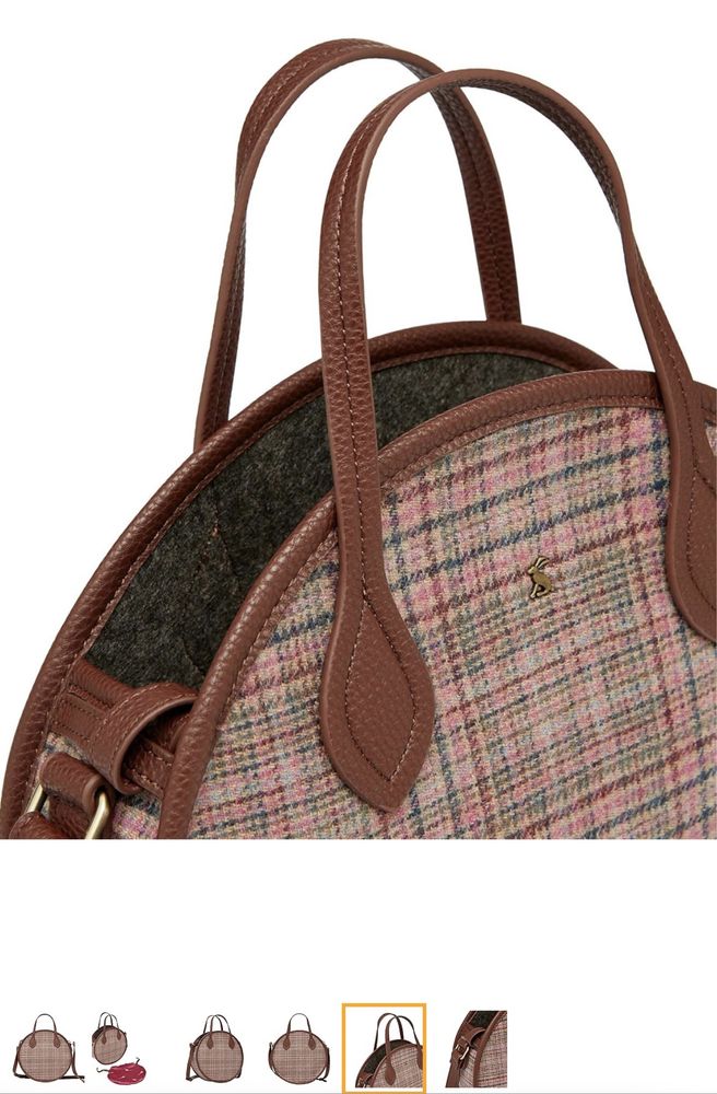 Стильна сумка Joules Fulbrook Round Tweed Bag Pink Tweed