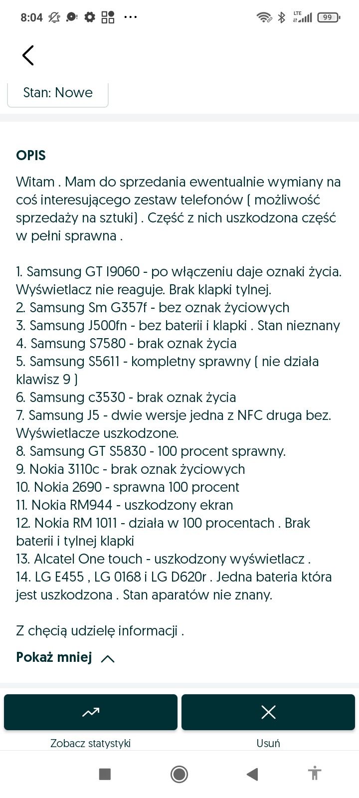 Zestaw telefonów komórkowych