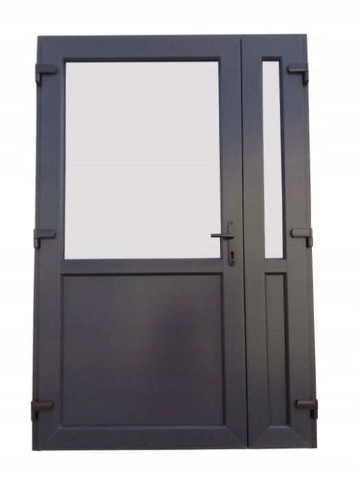 Drzwi zewnętrzne PCV 125x210 antracyt dwuskrzydłowe OD RĘKI transport