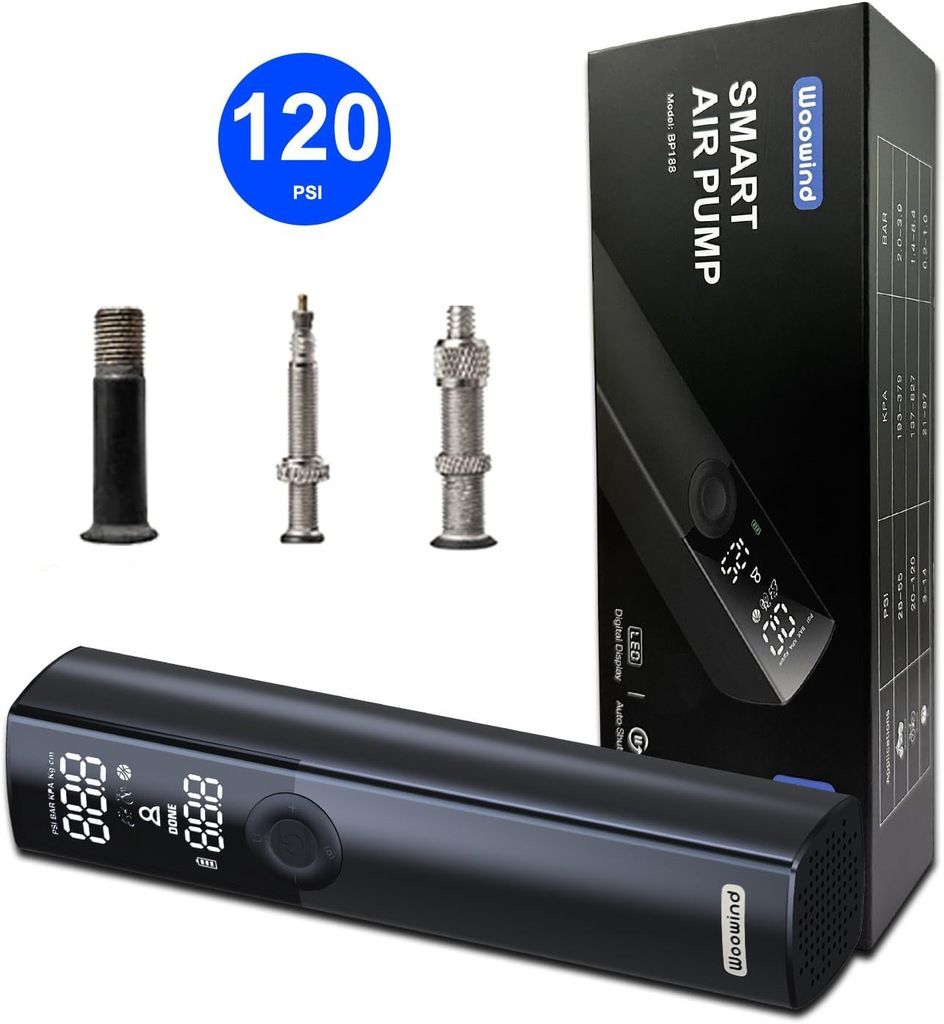 Pompka bezprzewodowa Woowind BP188, 120PSI, Dunlop, Presta i Schrader