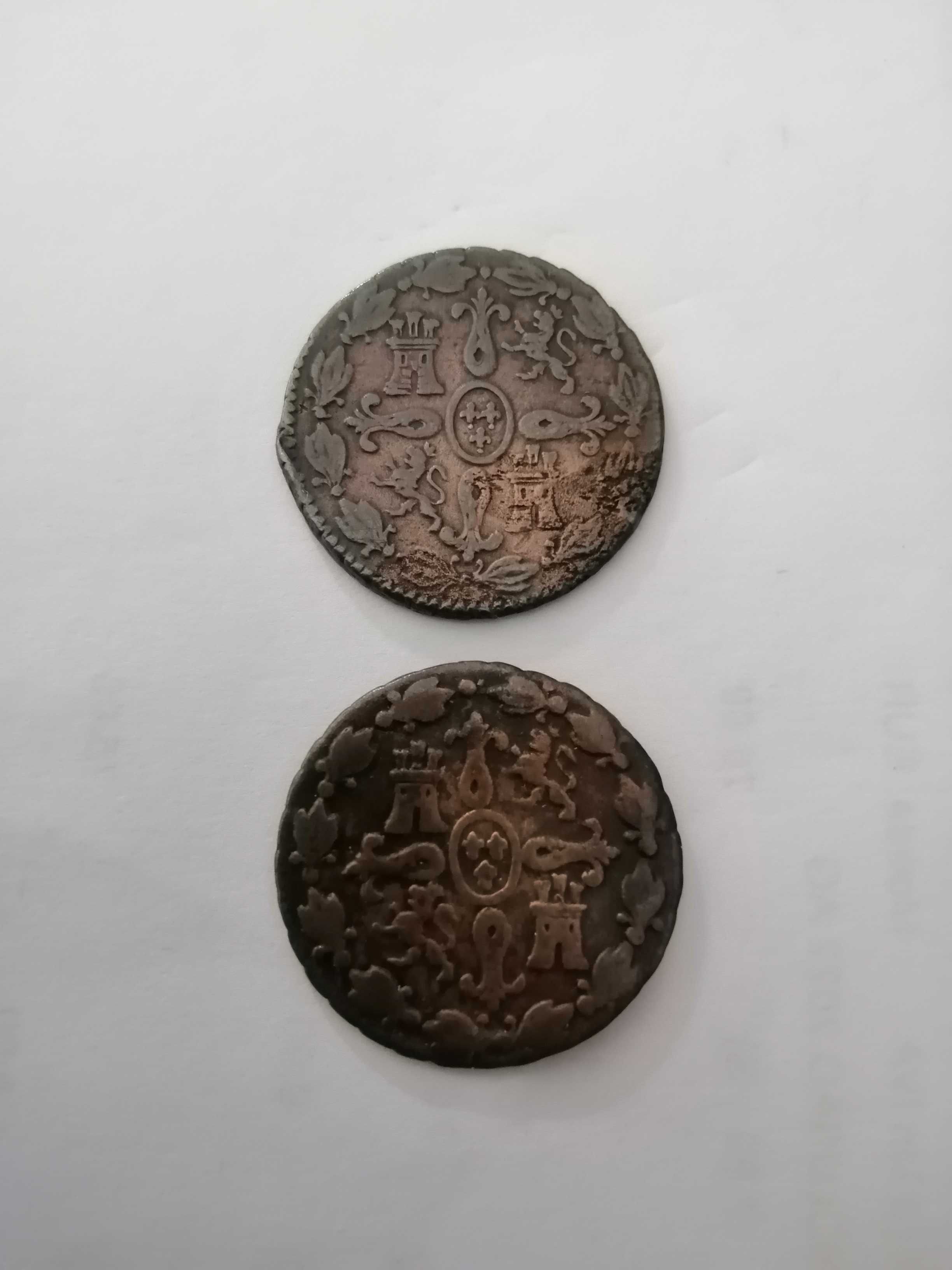 2 moedas de 4 maravedis. Ferdin Vll