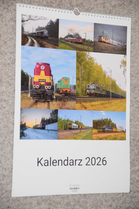 Kalendarz 2026 ścienny A3 lokomotywy pociągi kolej prezent polska