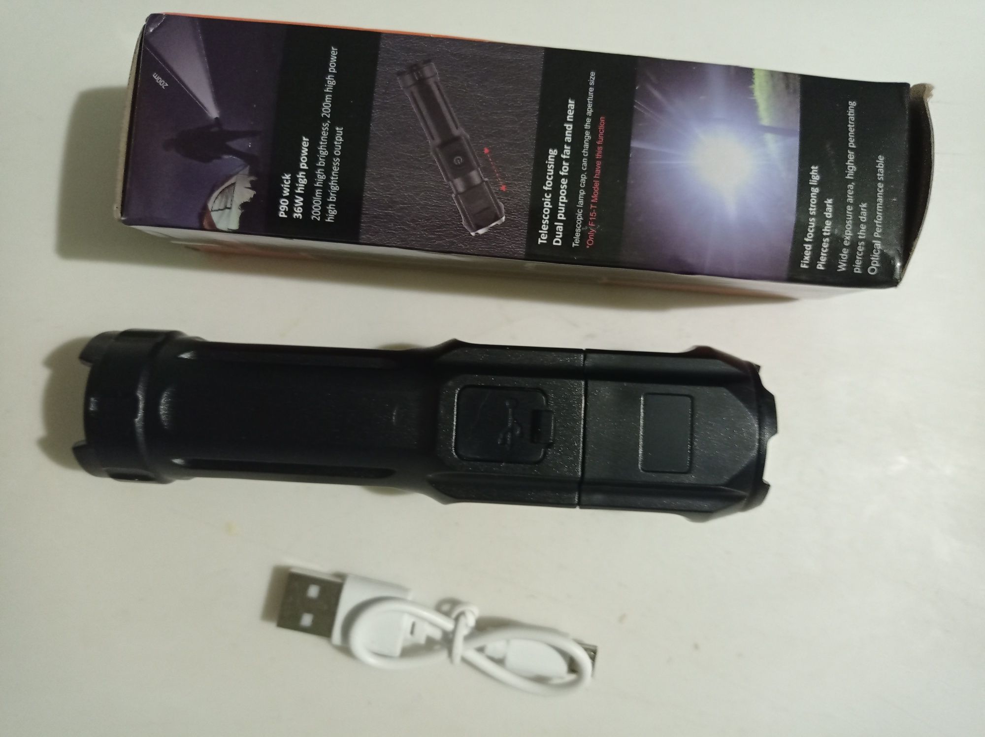 Фонарик, ліхтарик з акумулятором,  USB
