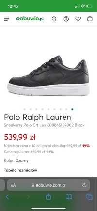 Polo Ralph Lauren Czarne Skórzane Sneakersy