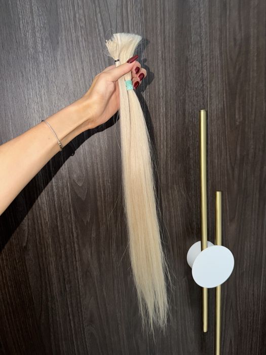 Натуральне волосся для нарощування блонд 55-60см, 33г, 2 хвостики