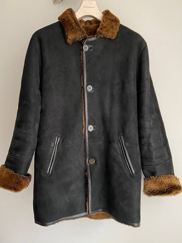 Дубленка мужская зимняя, теплая куртка, овчина, размер 50