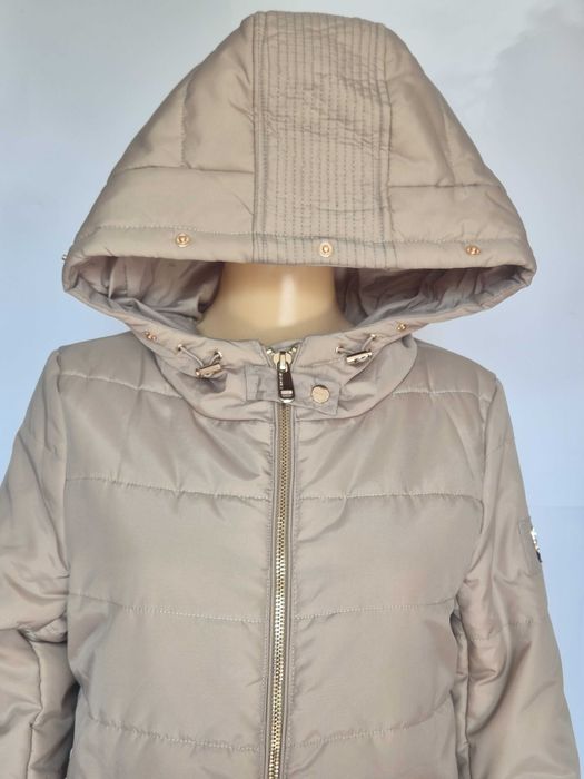 JAYLOUCY płaszcz,parka, kaptur z natural, jenotem złote zamki M