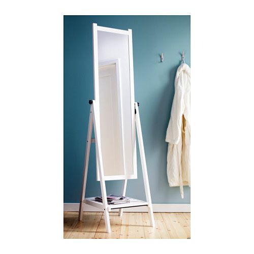 IKEA ISFJORDEN drewniane lustro stojące 47x182 cm BIAŁE