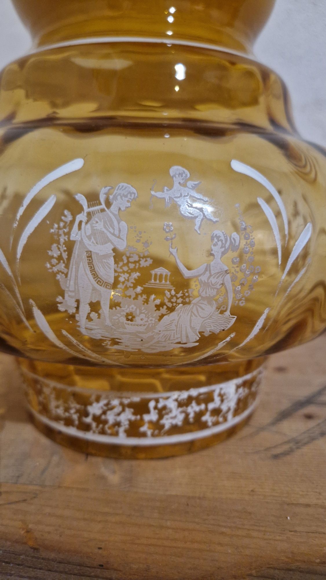 Abajur de vidro âmbar vintage
