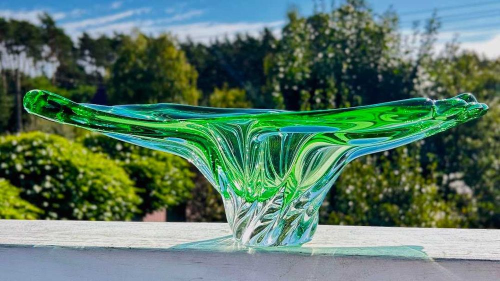 Unikatowa misa patera czeski kryształ Huta Egermann