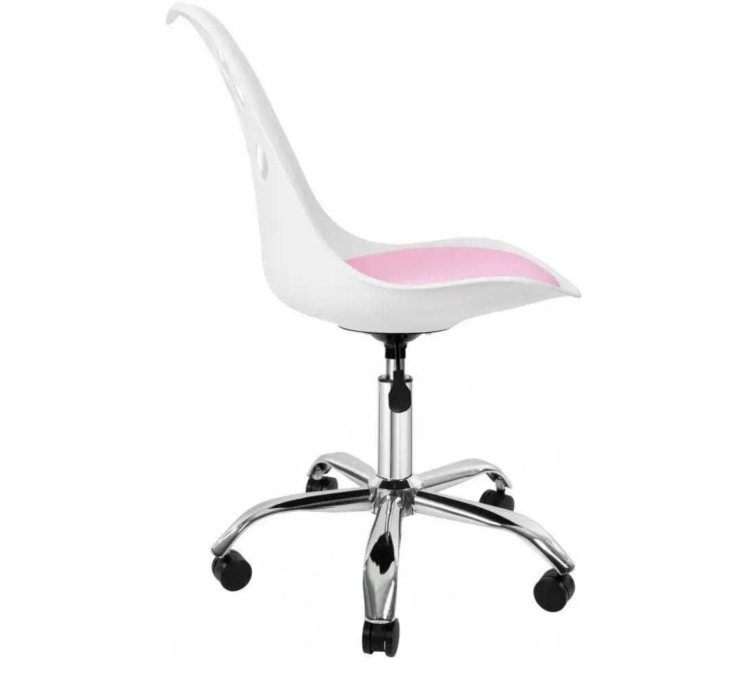 Крісло дитяче офісне комп'ютерне Cat біле з рожевим сидінням