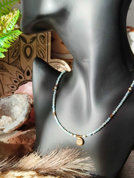 Larimar naszyjnik , muszelka