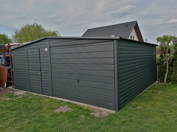 Garaż blaszany grafit dach dwuspadowy PRODUCENT (83)