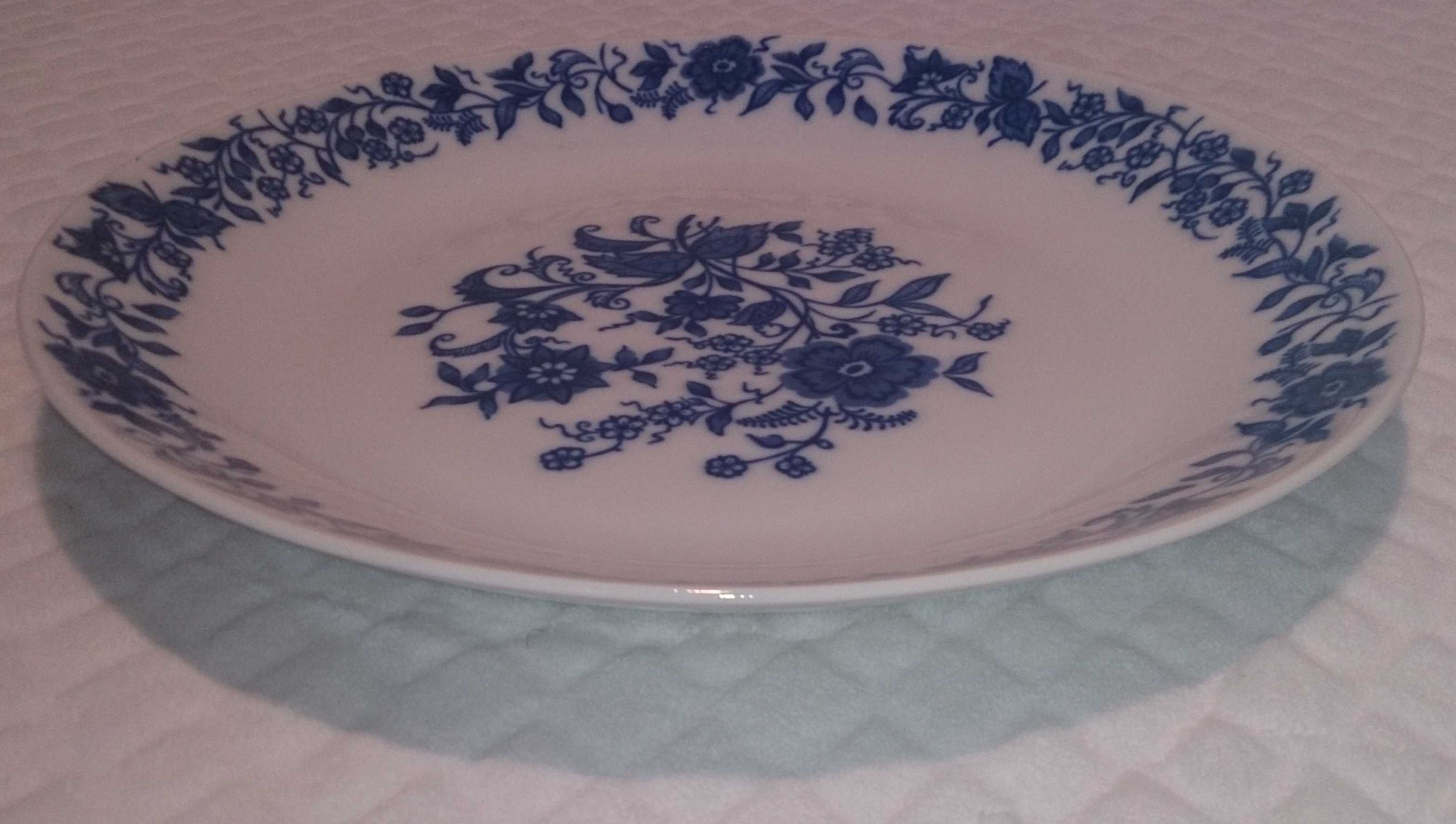 Duży talerz, patera, 30cm, niebieskie kwiaty (Szkło)