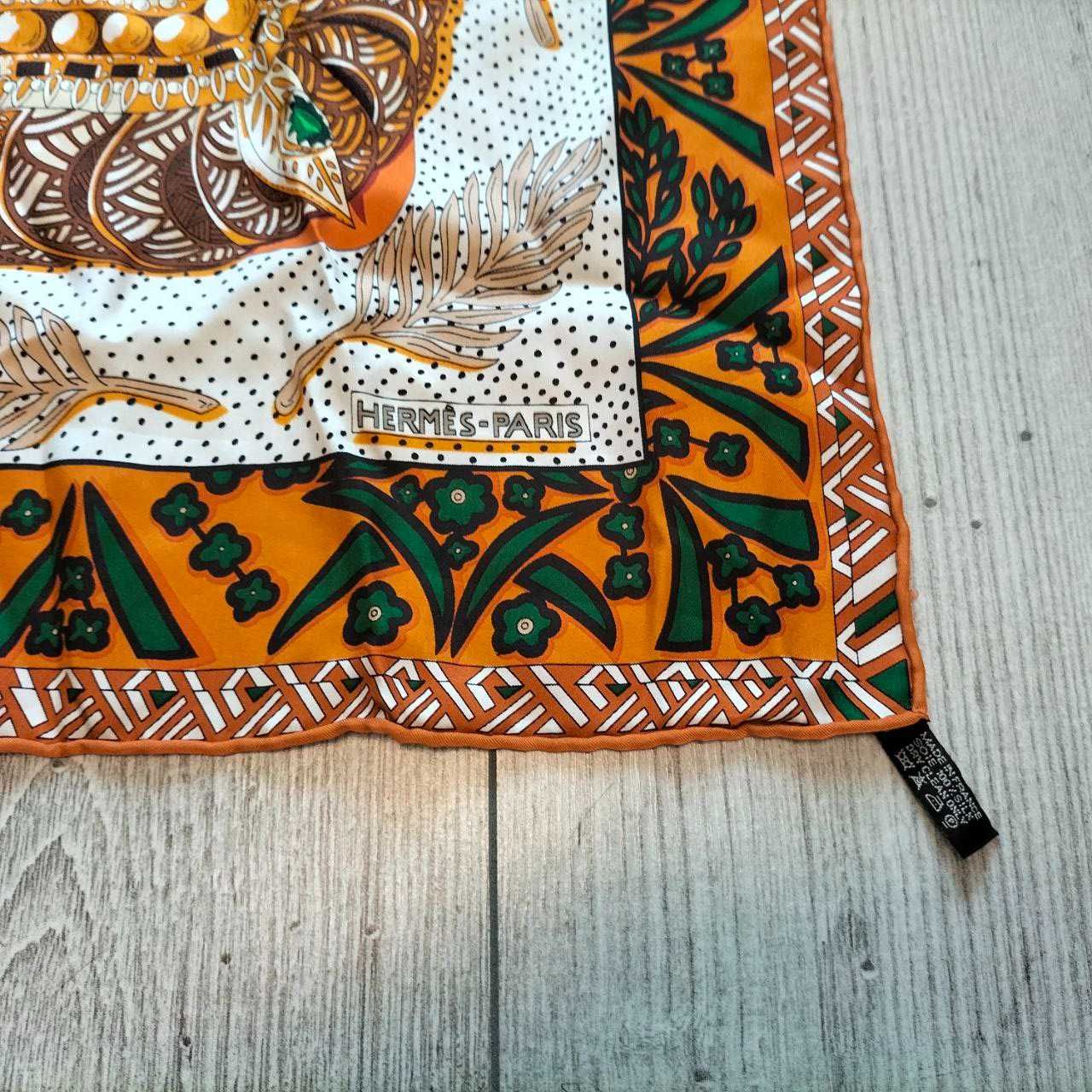 Платок Hermes 90 "Zenobie Reine de Palmyre" Помаранчевий 100% шовковий