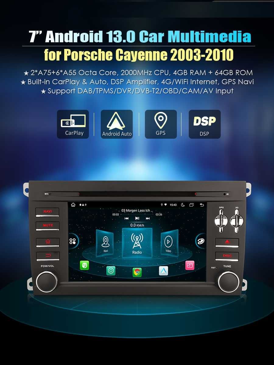 Auto-rádio  Android 14 PORSCHE CAYENNE 2003 a 2017