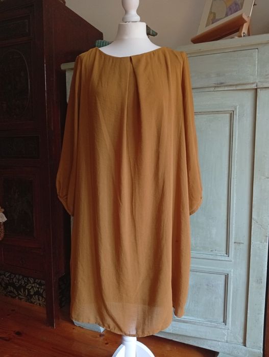 Sukienka na lato marki H&M, musztardowa, 44