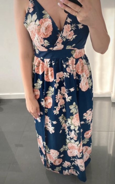 Piękna letnia sukienka damska maxi w kwiaty