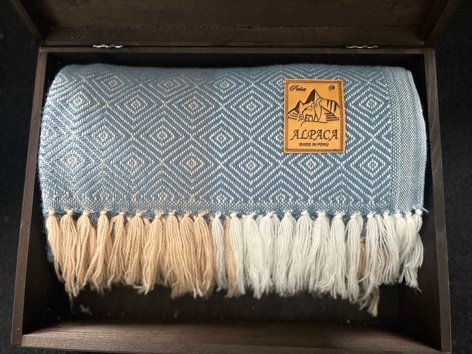 Świąteczny prezent! Koc Z wełny Alpaki Apaka ręcznie robiona z Peru