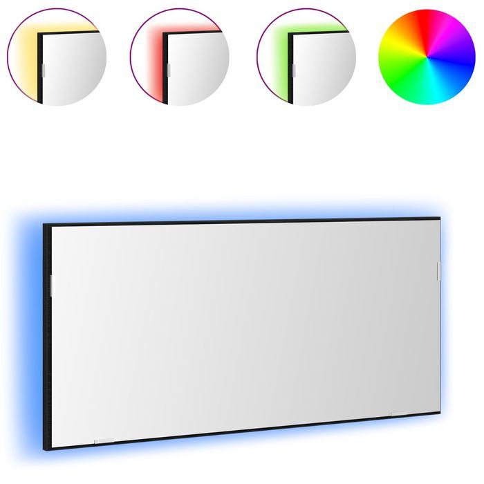 Szafka Lustro Łazienkowa Z Oświetleniem Led Czarny Dąb 80X37 Cm
