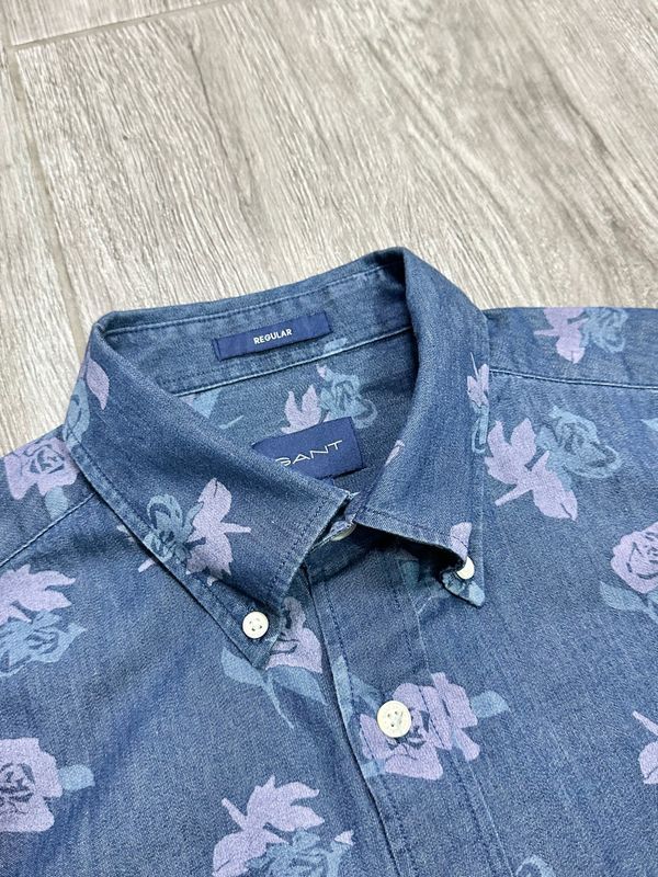 Gant Koszula Męska Regular Fit w Kwiaty Róże Logowana na Piersi r. M