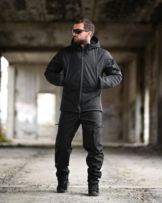 Чорный тактический зимний комплект/Зимовий тактичний комплект