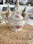 Duża cukiernica porcelana róża