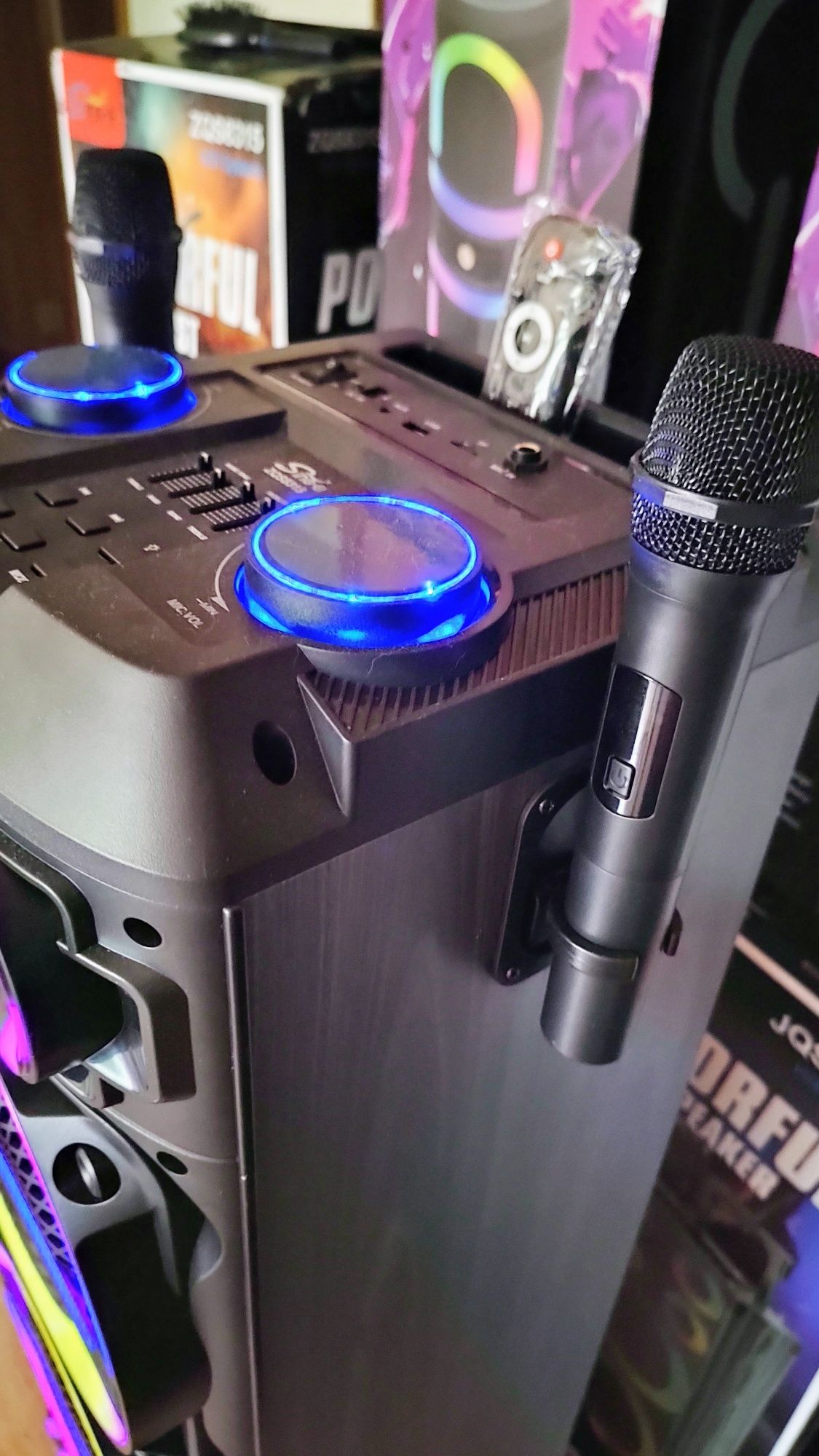 Караоке акустика SinG-15(Bluetooth,USB,SD,FM)пультДУ,2безпроводных мик