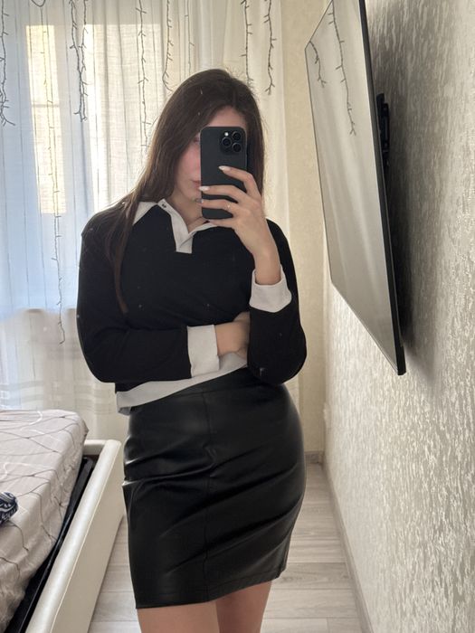 Спiдниця мiнi эко шкiра чорна