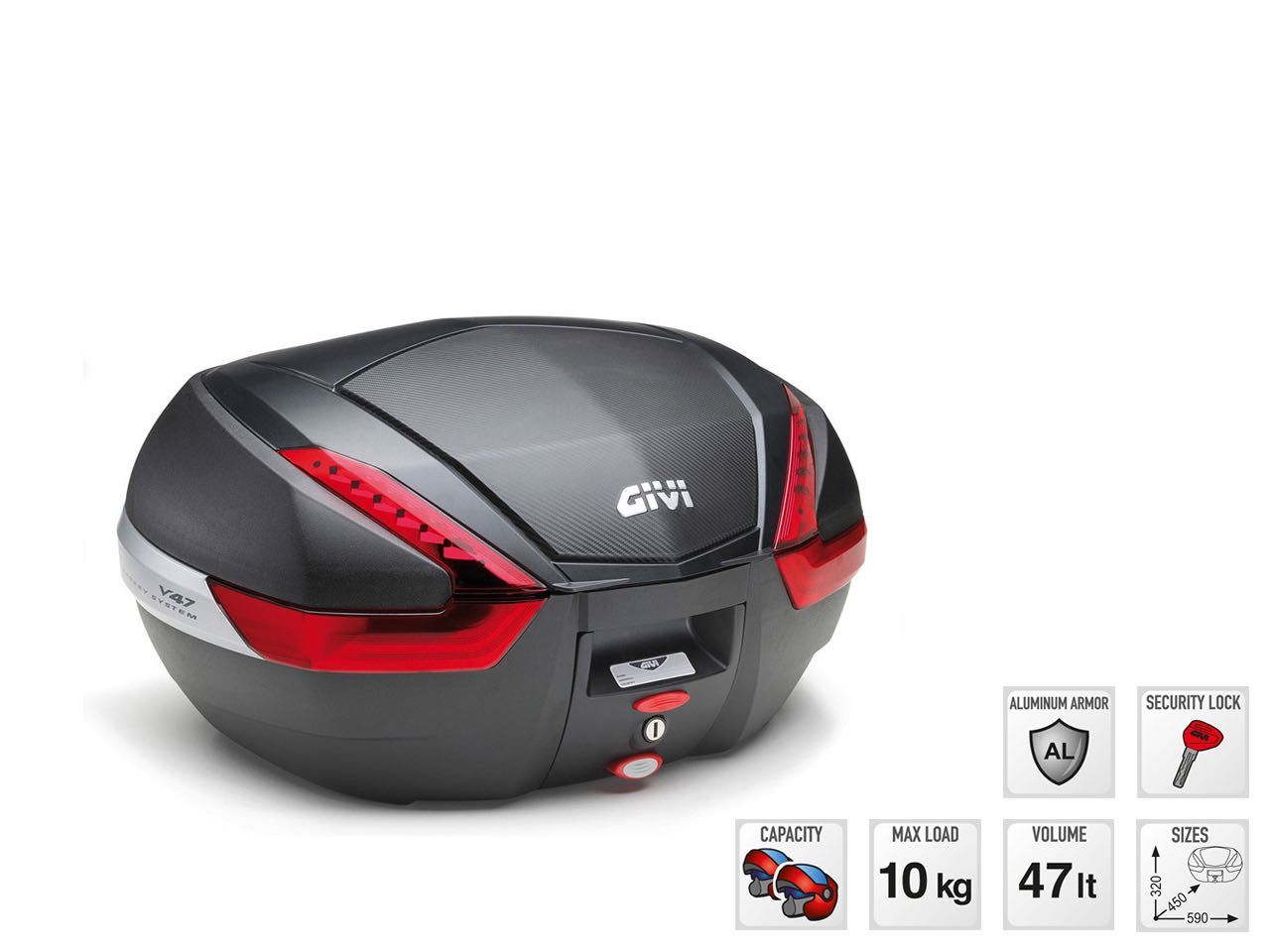 Кофр центральний бічний Givi V47NN (47l) Red