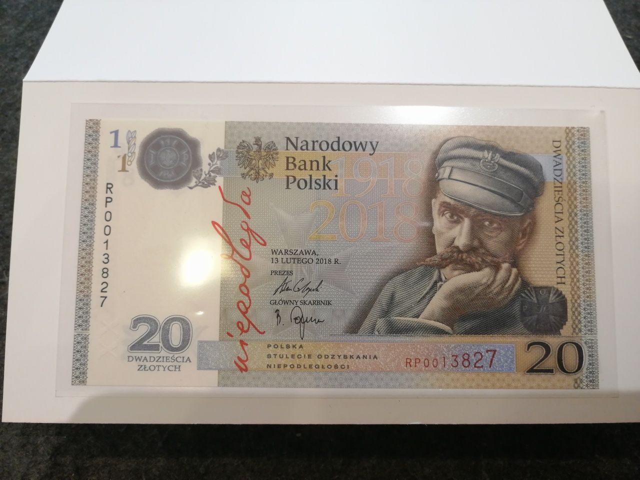 Banknot 20 zł Niepodległość 2018r