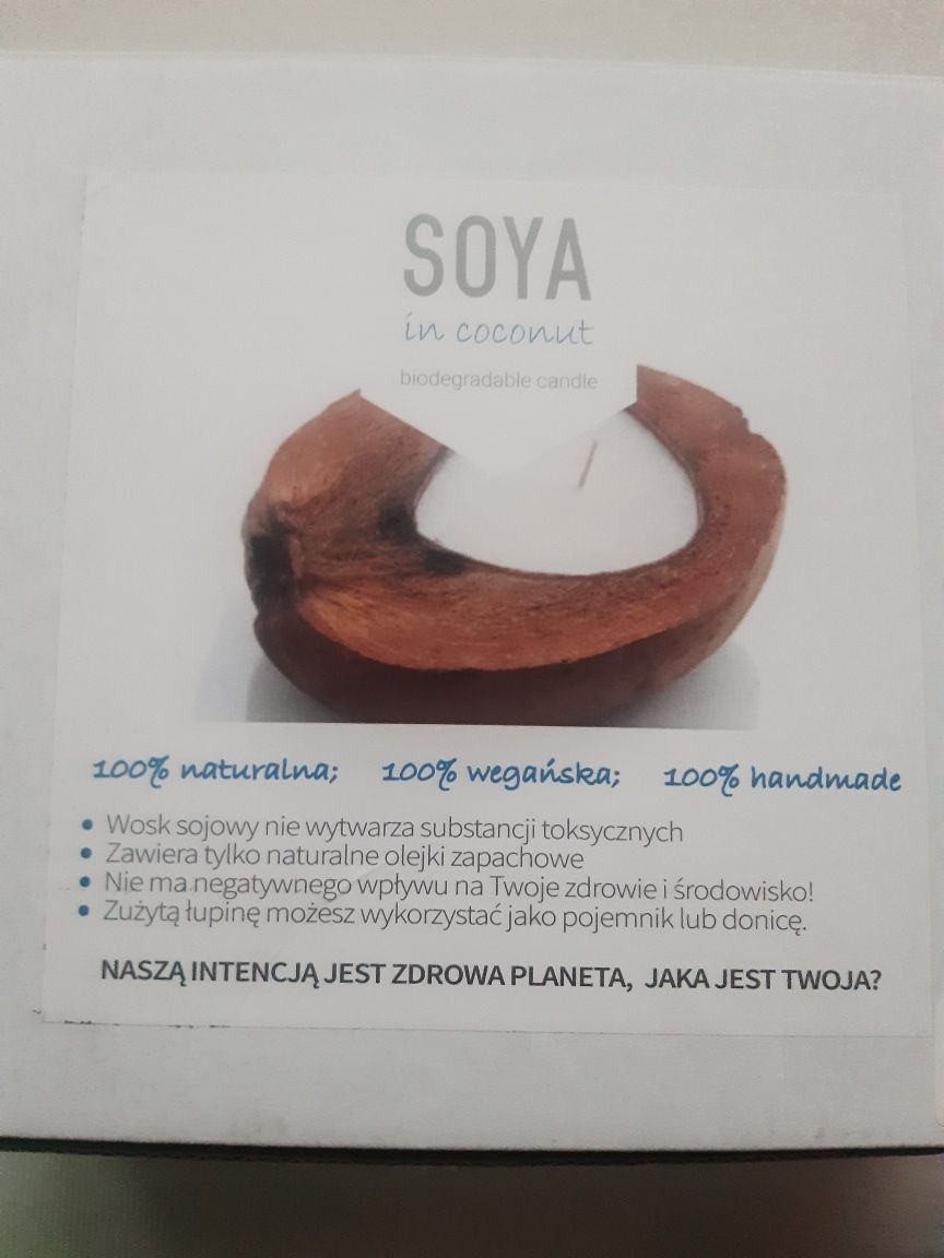 Świeca sojowa Soya in Coconut w łupinie kokosa RAW (Sweet Orange)