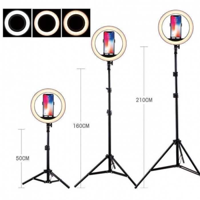 Кільцева LED Лампа 35см 25W + 3 тримача + Штатив 210см 3 режими світла