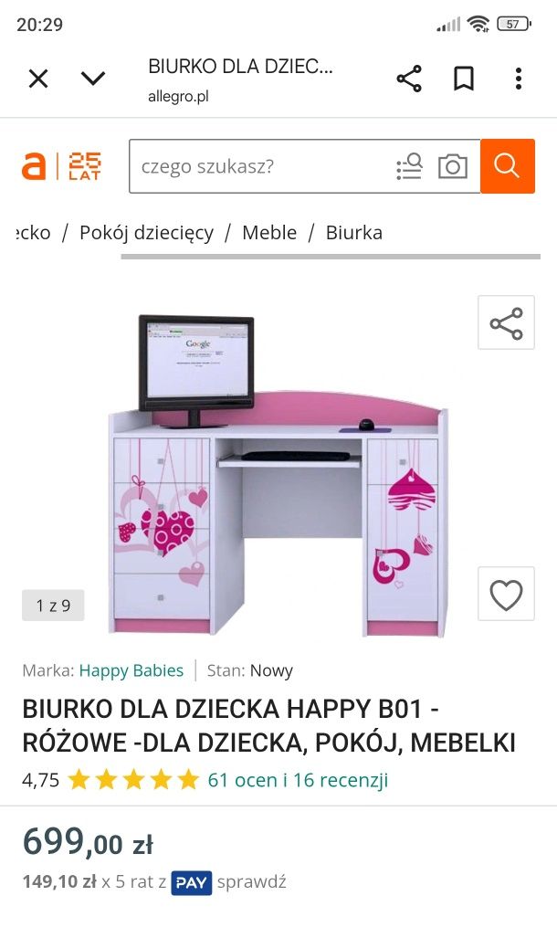 Zestaw mebli białych , dla dziewczynki, młodzieżowe meble