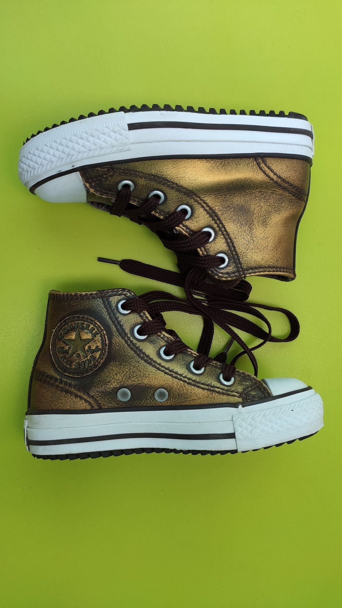 Ботинки кеды кожаные Конверс Converse для девочки размер 27, 17 см.