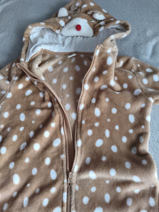 Piżama jednoczęściowa z kapturem, beżowa