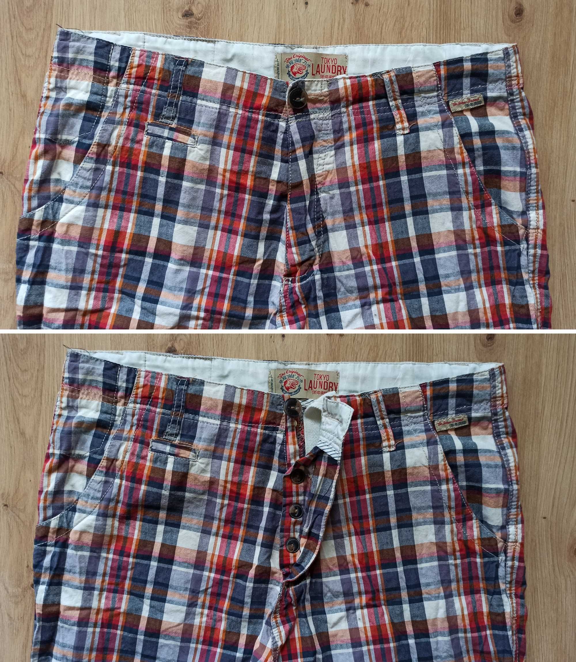 Tokyo Laundry shorts męskie krótkie spodenki szorty w kratkę krata L