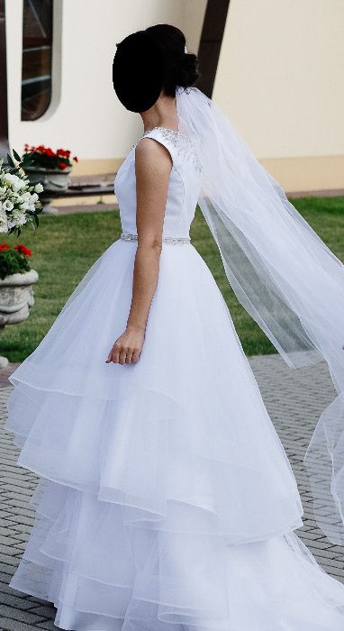 Wyjątkowa suknia ślubna 2w1 (midi i maxi) r.36 idealna do tańca